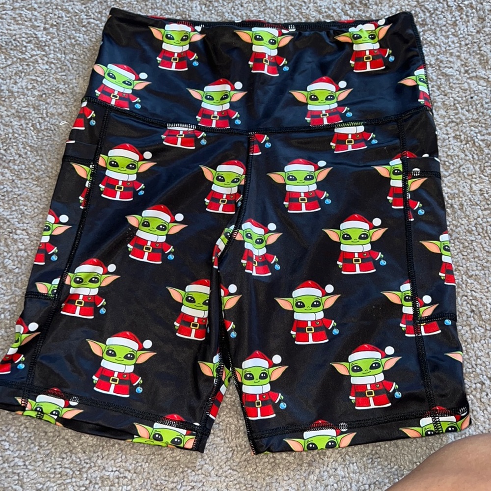 Baby yoda Christmas biker shorts